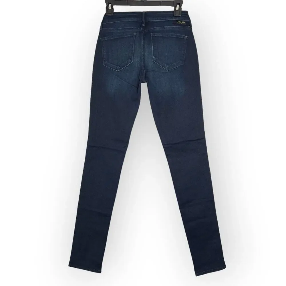 Mavi Gold Alexa Mid Rise Skinny Jeans 27x33 Dark Wash Blue Premium Denim NWT
